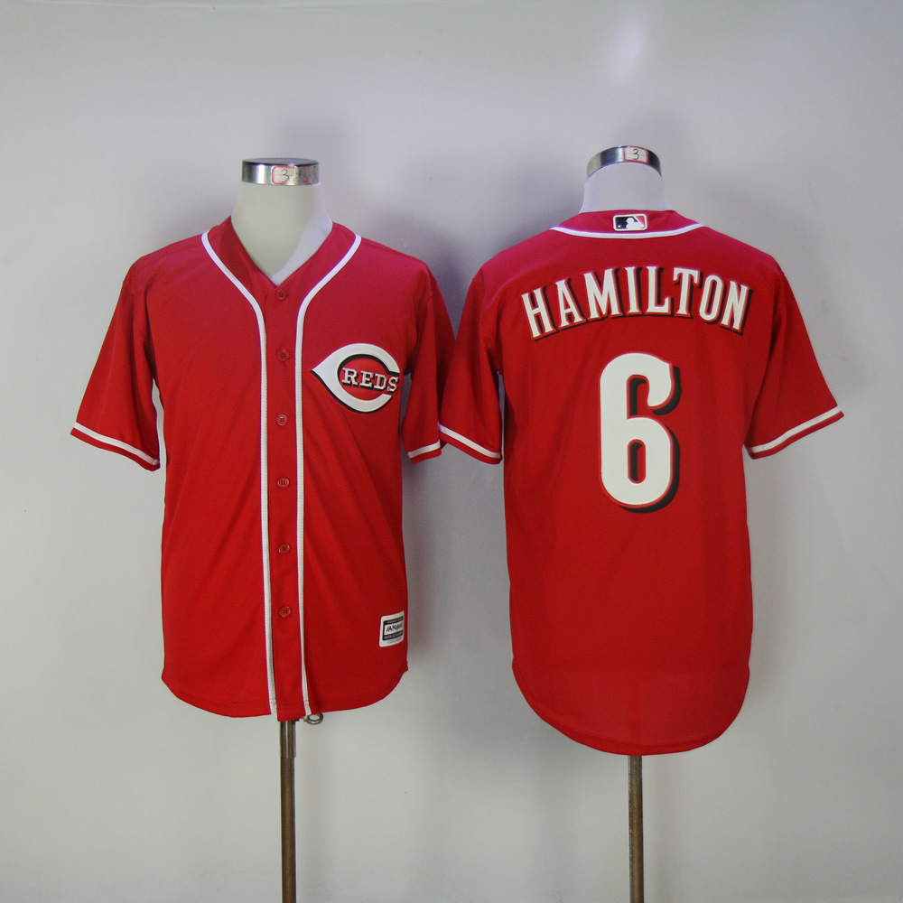 Men MLB Cincinnati Reds 6 Hamilton red game jerseys